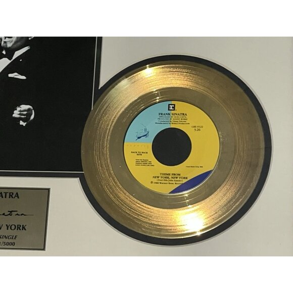 Rare Frank Sinatra "New York" 24KT Gold Plated 45 Single Record Framed Signed - Picture 4 of 10